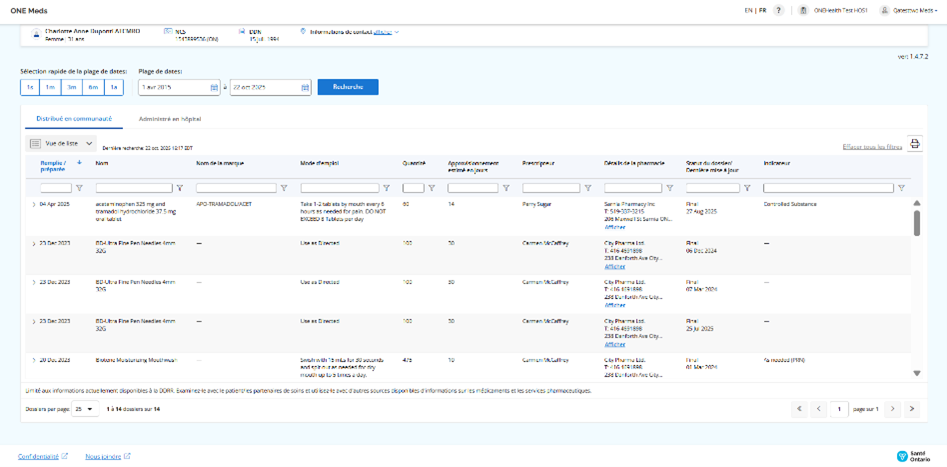 Exemple d'écran de bureau avec vue de liste