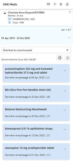 Exemple d'écran mobile avec vue de groupe