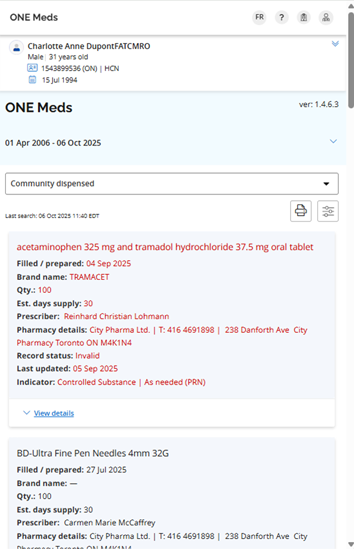 Sample screen with mobile list view