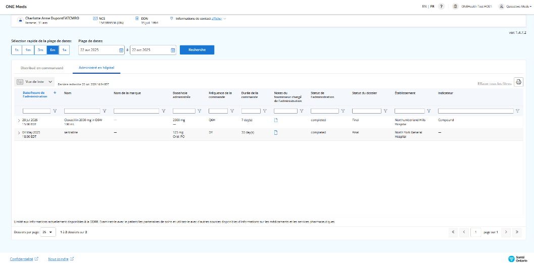 Exemple d'écran de bureau avec vue de liste