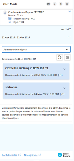 Exemple d'écran mobile avec vue de groupe