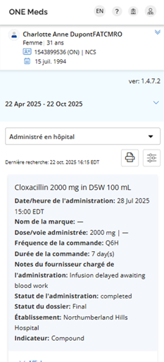 Exemple d'écran mobile avec vue de liste