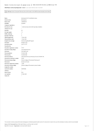 Sample screen with details printout